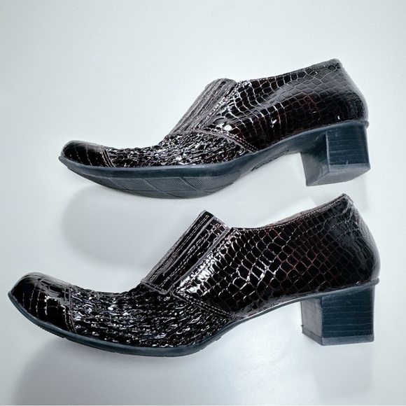 Helle Comfort Crocodile Mule Heel Shoes - Picture 12 of 15